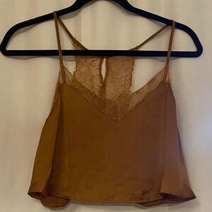Free People Rusty Brown Cami with Lace Detail